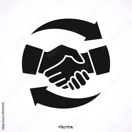 Trade agreement concept icon, Hand shake arrows