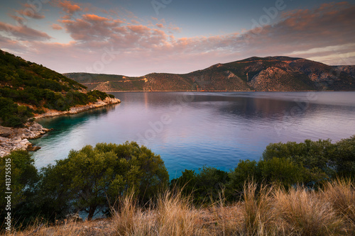 Morning view of Molos Gulf in Ithaca island, Greece. photo