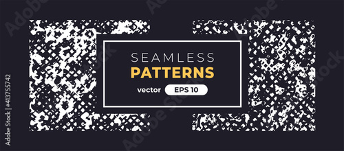 Seamless abstract pattern. Halftone grain. Grunge noise texture set. Vector illustration eps10. Creative artistic collection. Flat style. Pencil, ink paint strokes. Background template.