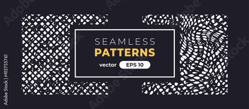 Seamless abstract pattern. Halftone grain. Grunge noise texture set. Vector illustration eps10. Creative artistic collection. Flat style. Pencil, ink paint strokes. Background template.