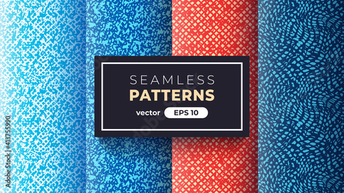 Seamless abstract pattern. Halftone grain. Grunge noise texture set. Background template. Vector illustration eps10. Creative artistic collection. Flat style. Ink paint strokes.