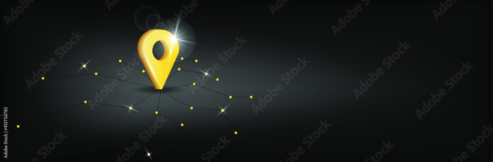 Pin. Abstract vector gold 3D pin icon isolated. Transport delivery, location on the map, transport logistics, tourism, route concept. Navigation by GPS points. Vector background Pin. Abstract vector gold 3D pin icon isolated. Transport delivery, location on the map, transport logistics, tourism, route concept. Navigation by GPS points. Vector background