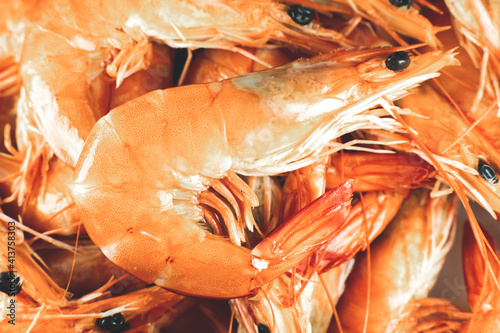 Tasty Shrimp background..Fresh prawns, healthy seafood, close up photo.