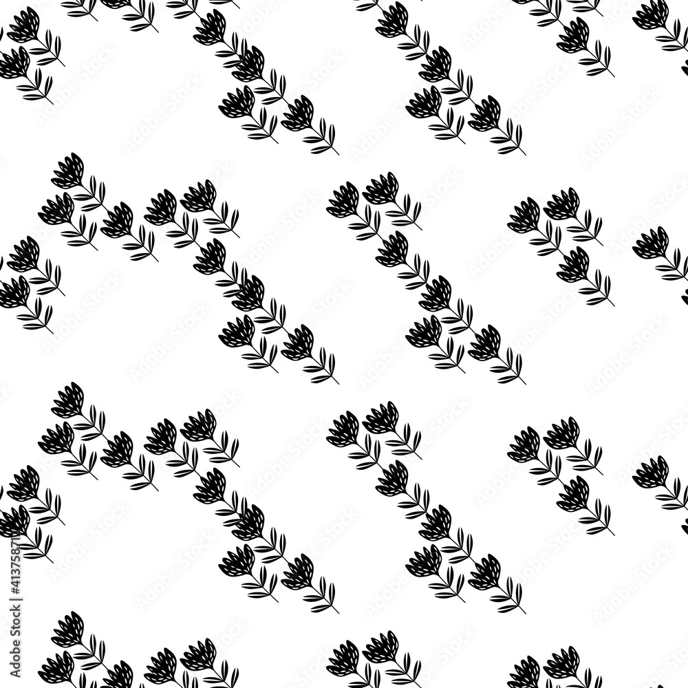 Seamless floral pattern based on traditional folk art ornaments. Black flowers on white background. Scandinavian style. Sweden nordic style. Vector illustration for fabric, textile, wallpaper. Seamless floral pattern based on traditional folk art ornaments. Black flowers on white background. Scandinavian style. Sweden nordic style. Vector illustration for fabric, textile, wallpaper.