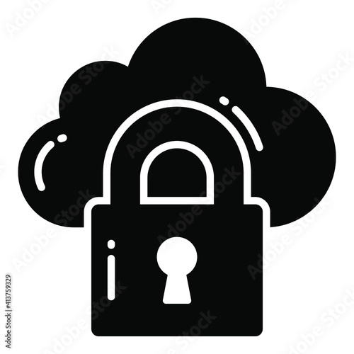 Cloud, Protection and security vector icons set cyber computer network business data technology