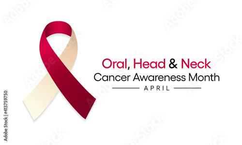 Vector illustration on the theme of Oral, Head and Neck cancer awareness month observed each year in April. These cancers are diagnosed more often among people over age 50 than among younger people.