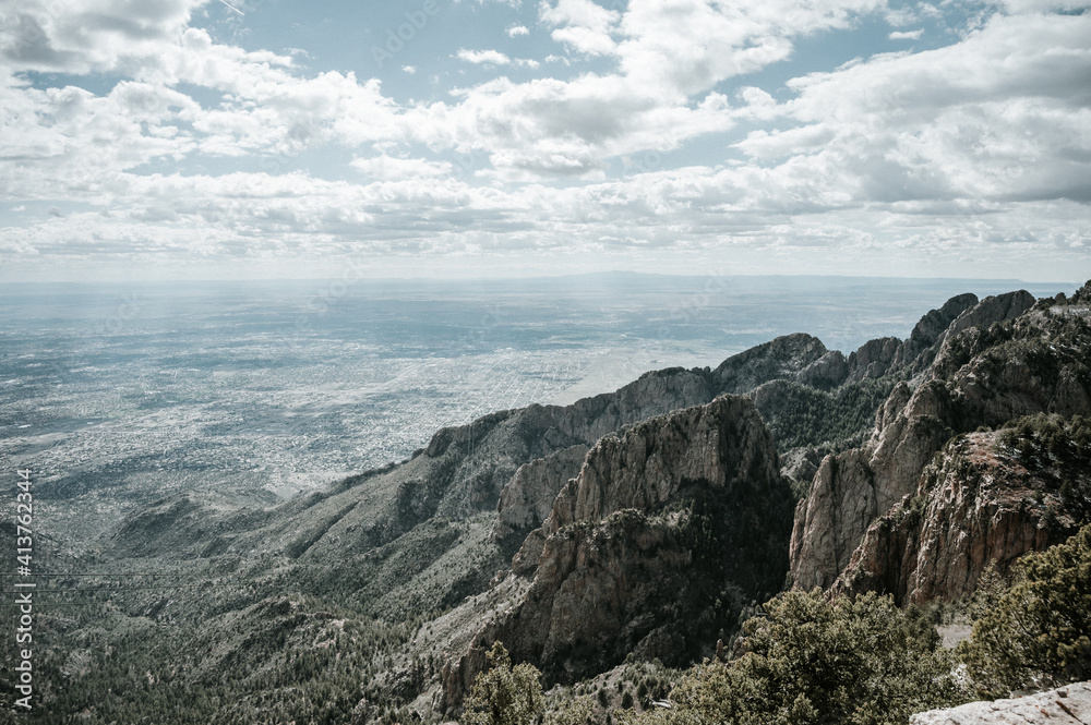 Peak view down on Albuquerque from Sandia Peak Peak view down on Albuquerque from Sandia Peak