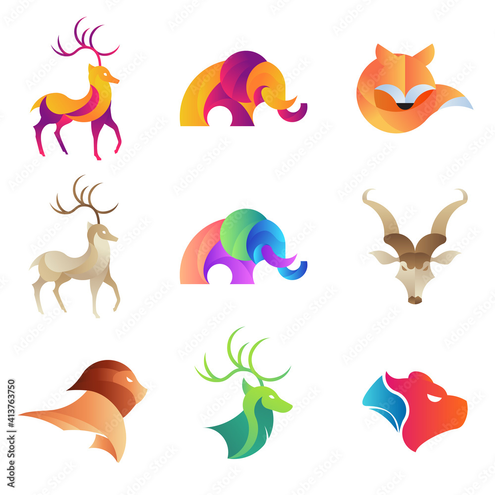 Animals Vector Icon Set. elephant, fox, lion, deer, bear, kudu. Isolated on white background.
Animals Vector Icon Set. elephant, fox, lion, deer, bear, kudu. Isolated on white background.