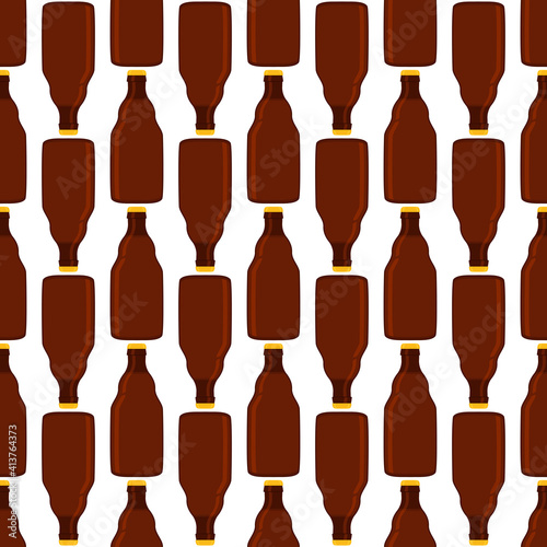 Illustration on theme seamless beer glass bottles with lid for brewery