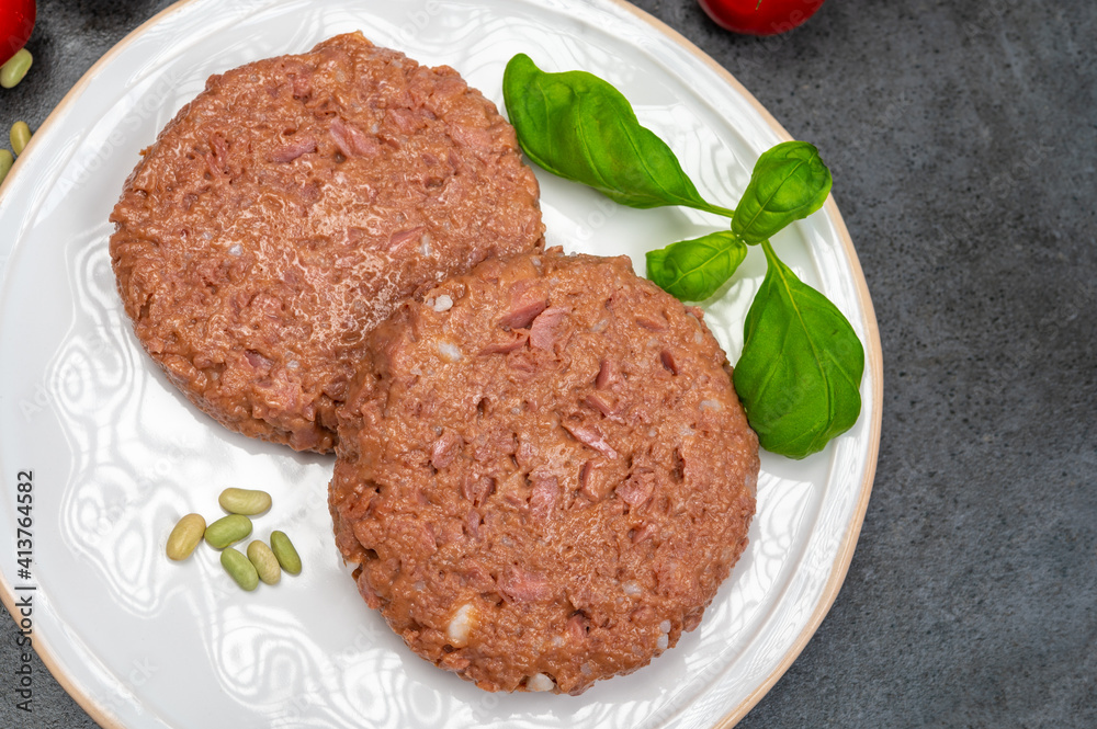 Healthy vegetarian vegan food, plant based soya beans burger Healthy vegetarian vegan food, plant based soya beans burger