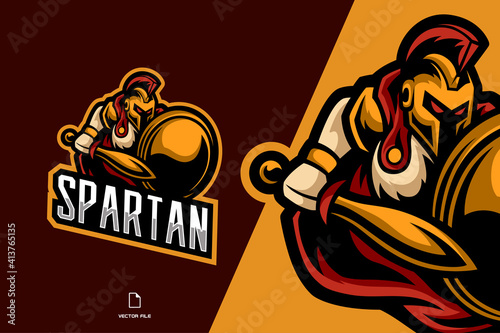 spartan warrior fighter mascot game logo illustration