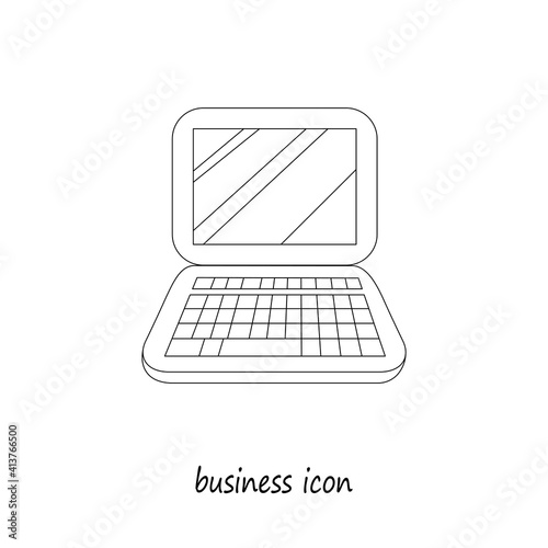 Laptops icon in doodle style. Computer, notebook isolated vector illustration designHand drown business icon. Business idea concept. photo
