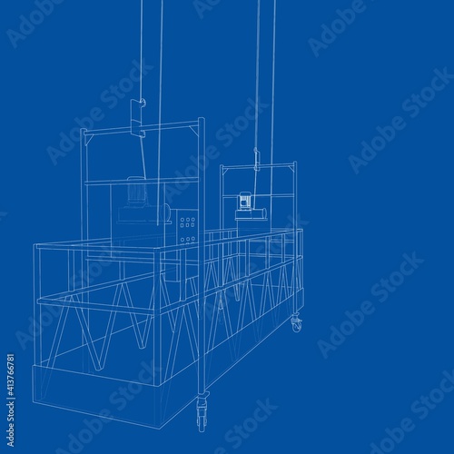 Empty construction elevator. Vector