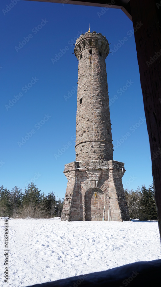 the Friedrichsturm on the Badener Hoehe in the Nordschwarzwald (Northern Black Forest) close to Baden-Baden in the region Baden-Wuerttemberg, Germany, in February