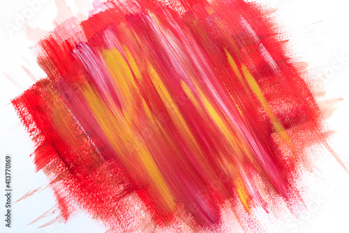 Obraz na płótnie abstract red and yellow hand painted strokes w salonie