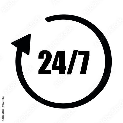 24 hours icon isolated on white background. Vector illustration