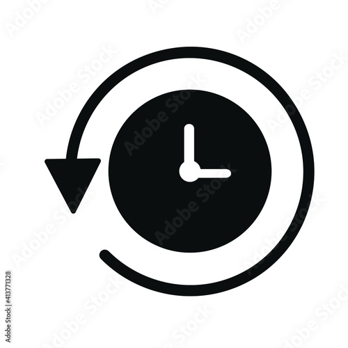 History, clock with arrow around circular line icon. Round colorful sign. Flat style vector symbol