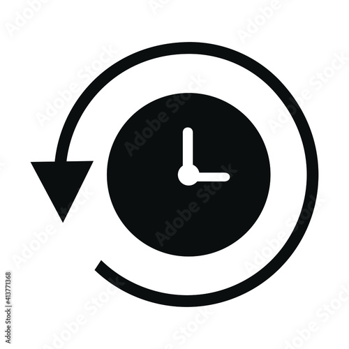 History, clock with arrow around circular line icon. Round colorful sign. Flat style vector symbol