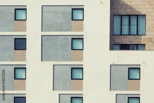 Urban modern architecture. Contemporary residential building facade.