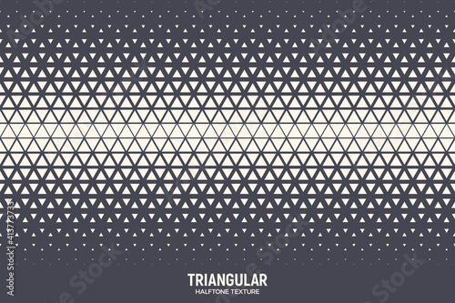 Triangles Halftone Pattern Vector Geometric Technology Abstract Background. Half Tone Triangular Retro Colored Texture. Minimal 80s Style Dynamic Tech Structure Wallpaper