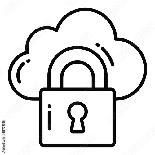 Cloud, Protection and security vector icons set cyber computer network business data technology