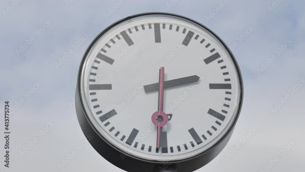 Helsinki.Finland-September 2.2020: Closer look of the station clock in the train station in Helsinki Finland with the second clock moving Helsinki.Finland-September 2.2020: Closer look of the station clock in the train station in Helsinki Finland with the second clock moving