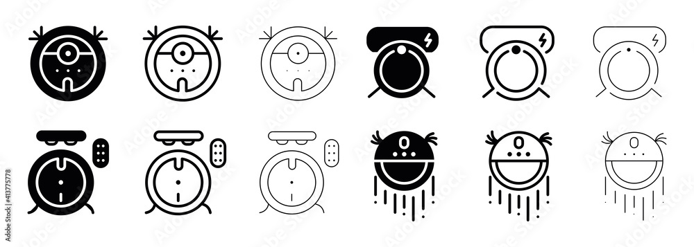 Robot vacuum cleaner isolated icon sets. Simple element illustration from smart home concept icons. Robot vacuum cleaner editable web and logo sign symbol design on white background.