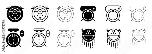 Robot vacuum cleaner isolated icon sets. Simple element illustration from smart home concept icons. Robot vacuum cleaner editable web and logo sign symbol design on white background.