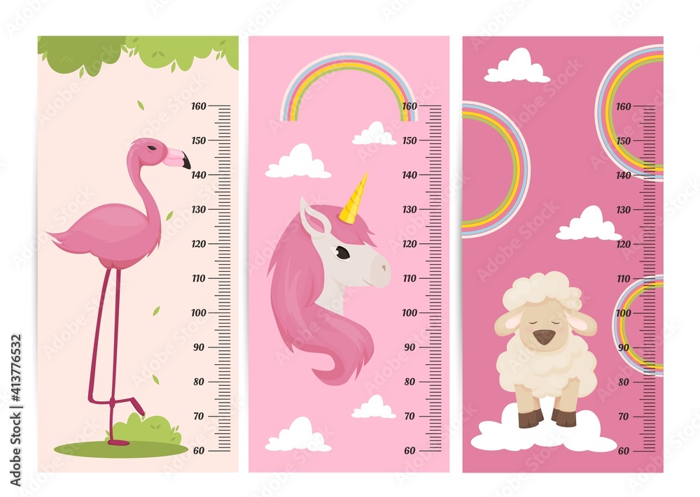 Kids height chart. Child height meter for kindergarten. Stock Vector Adobe Stock