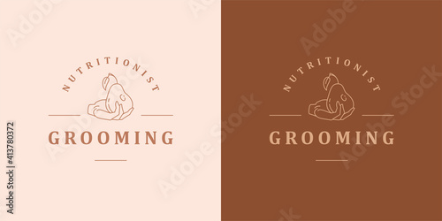 Human hand with ripe pear silhouette linear vector illustration