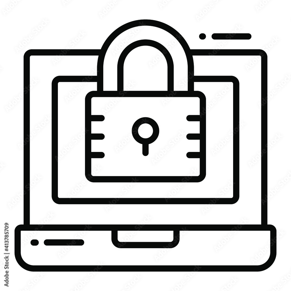 Laptop, Protection and security vector icons set cyber computer network business data technology Laptop, Protection and security vector icons set cyber computer network business data technology