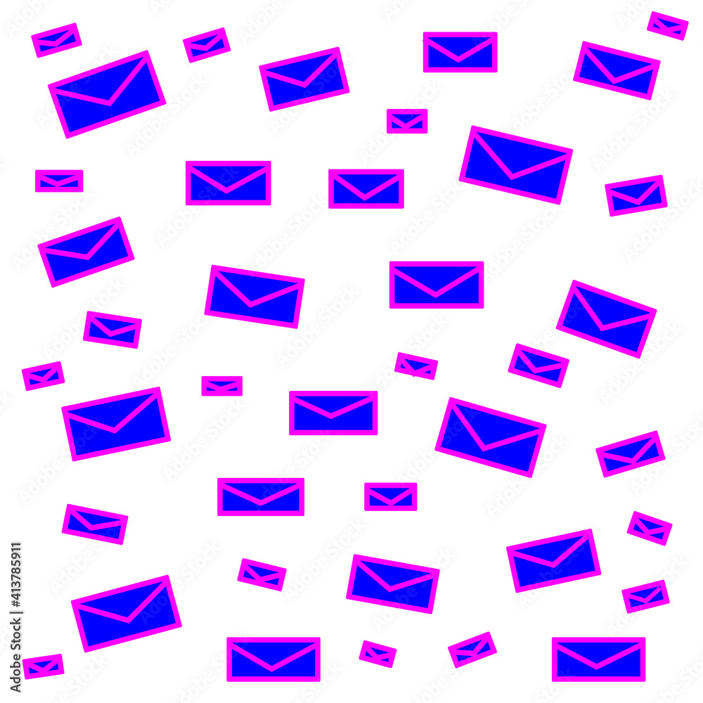 Purple postal envelopes on a white background, illustration for decoration Purple postal envelopes on a white background, illustration for decoration