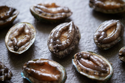 Картината върху платно Fresh raw abalone on marble