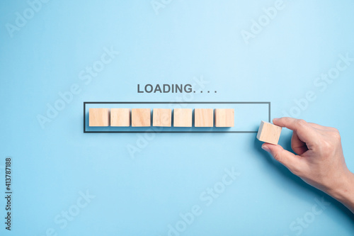 Loading bar with wooden blocks