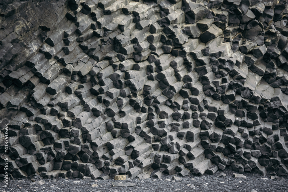 Basalt rocks at Black Beach, Iceland Basalt rocks at Black Beach, Iceland