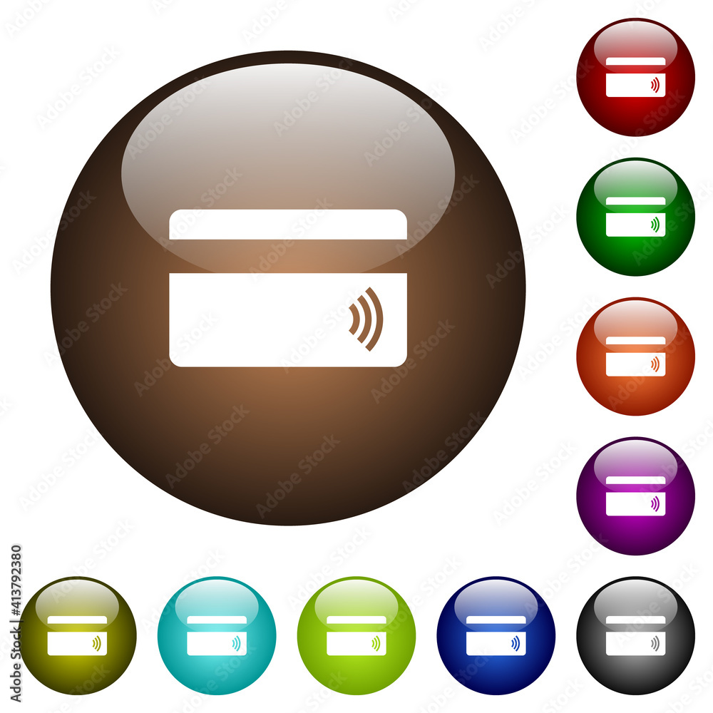 Contactless credit card color glass buttons