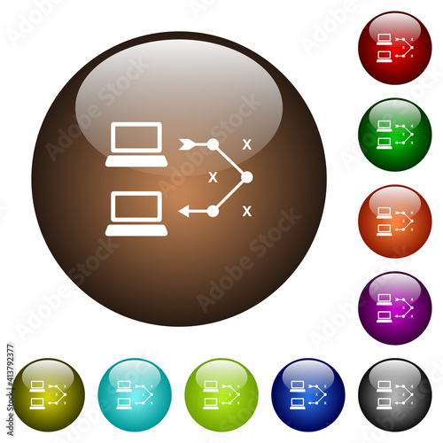 Traceroute remote computer color glass buttons