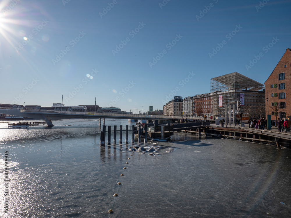 Fototapeta premium Copenhagen Nyhavn Winter Sun