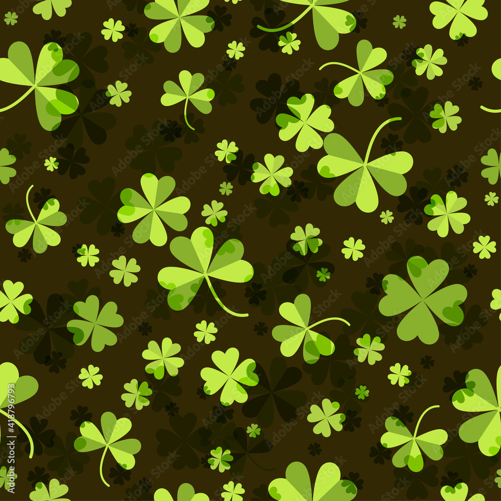 St Patricks Day Holiday Background. Shamrock Artistic Pattern. Ireland Print Party. Vector St Patricks Day Holiday Background. Shamrock Artistic Pattern. Ireland Print Party. Vector