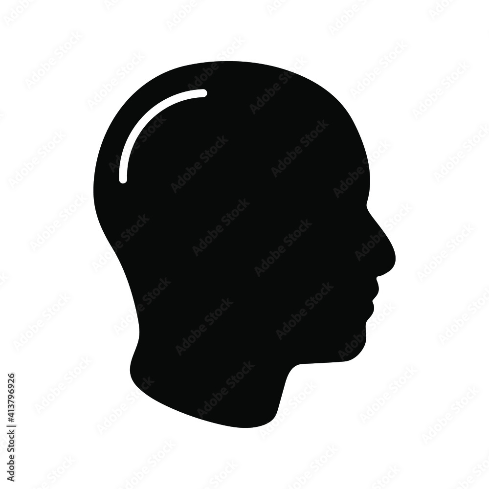 human head icon . Human head profile black shadow silhouette vector illustration color editable human head icon . Human head profile black shadow silhouette vector illustration color editable