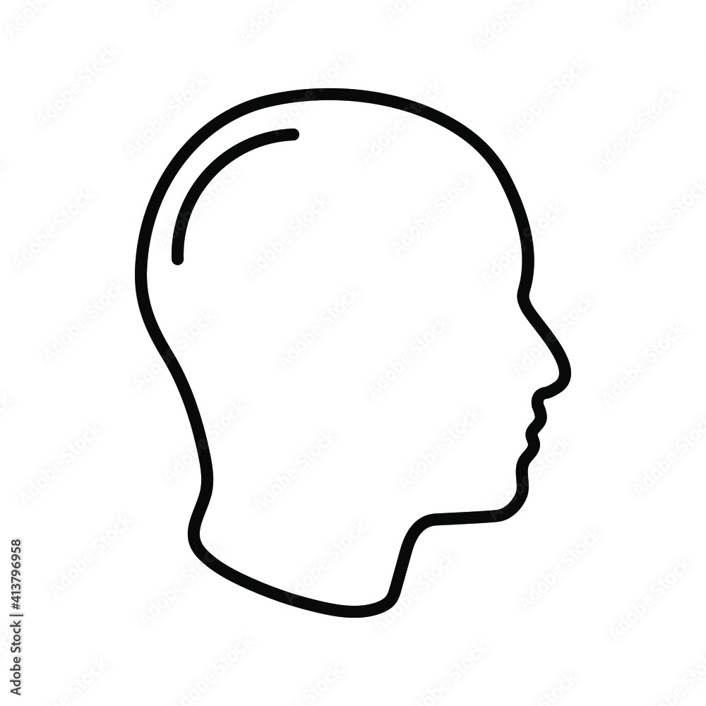 human head icon . Human head profile black shadow silhouette vector