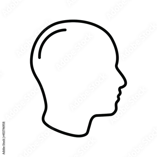 human head icon . Human head profile black shadow silhouette vector illustration color editable