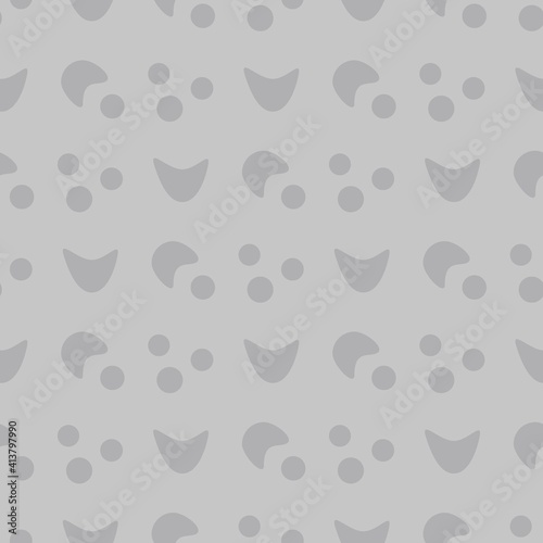 Soft gray geometric ornament with abstract elements and rounds. Abstract mosaic zigzag pattern. Vector soft texture illustration. Background for greeting card, banner, for printing on fabric