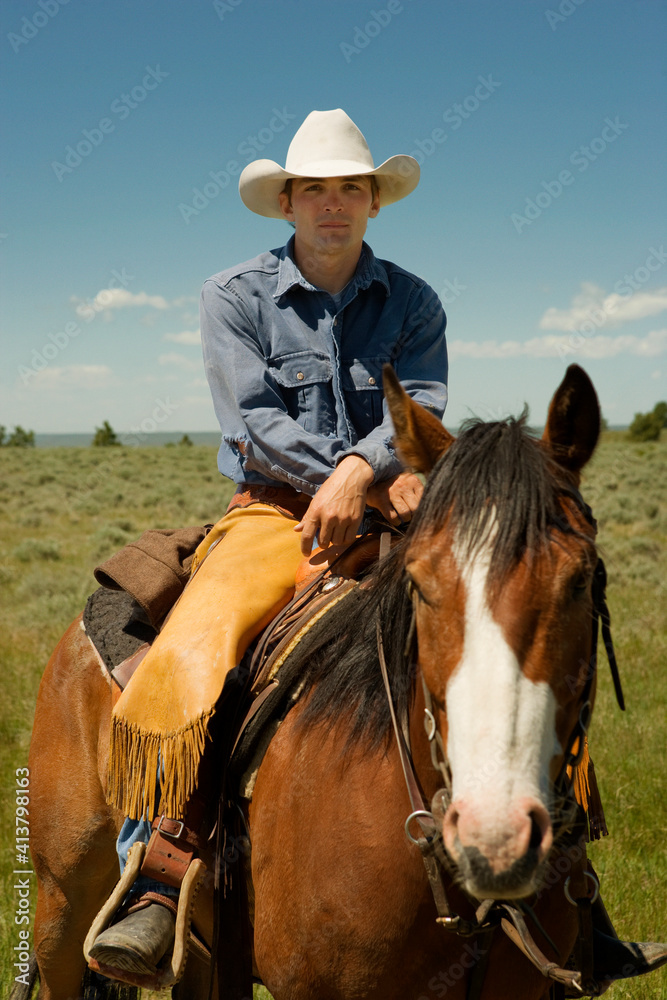 Portrait of man sitting on horse