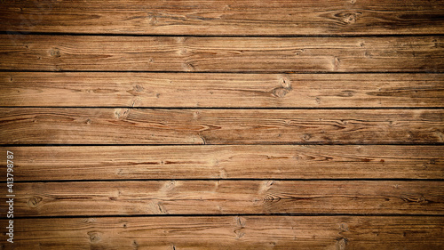 Schilderij op canvas old brown rustic dark grunge wooden texture - wood background banner