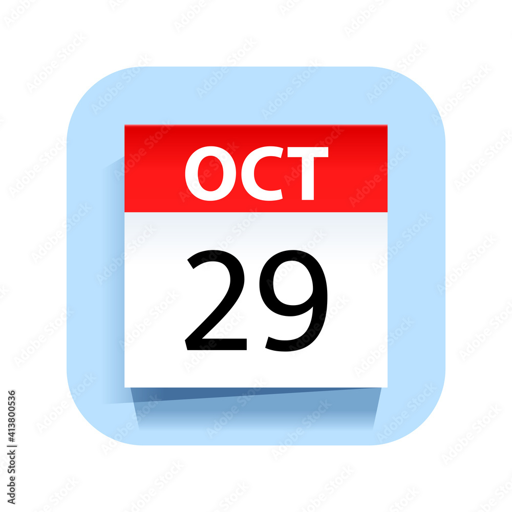 October 29. Calendar Icon. Vector Illustration. October 29. Calendar Icon. Vector Illustration.