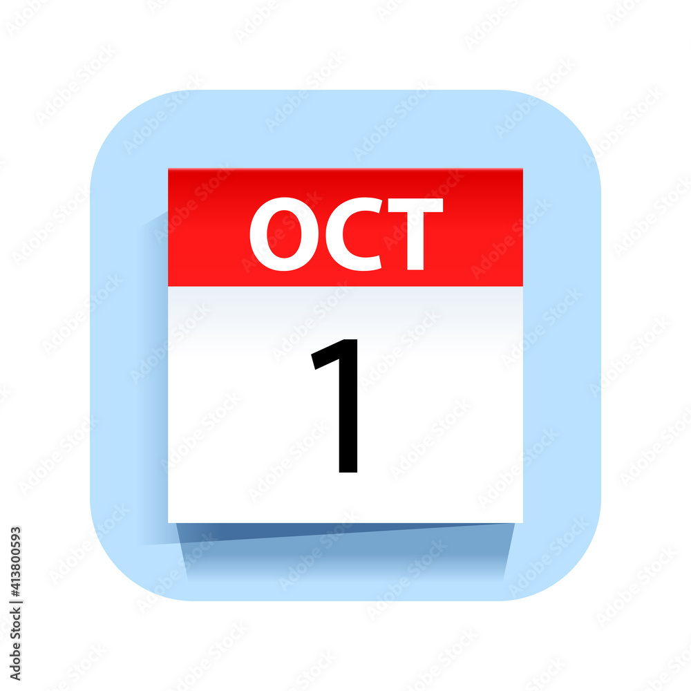October 1. Calendar Icon. Vector Illustration. October 1. Calendar Icon. Vector Illustration.