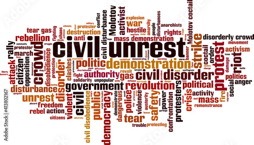 Civil unrest word cloud