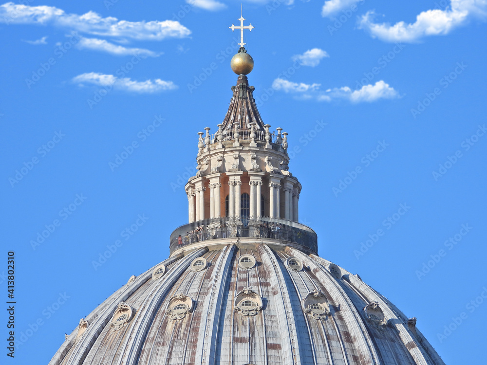 Zoom detail photo of Saint Peter  basilica in Vatican City, Rome, Italy