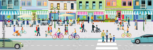 Leben und Freizeit in einer alten Stadt illustration	